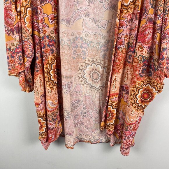 Knox Rose Boho Kimono Cardigan Size 2X / 3X Floral Multicolor Open Front - Picture 3 of 10